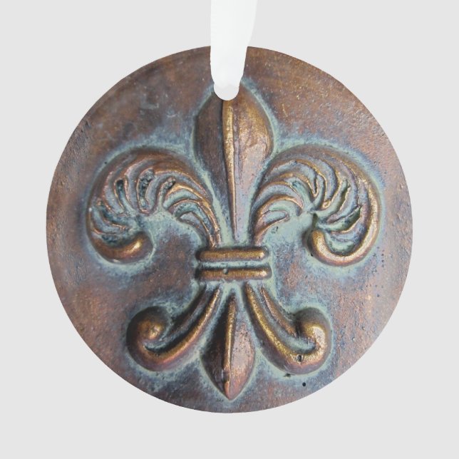 Ornamento Fleur De Lis, Impresso Em Cobre Com Idade (Frente)