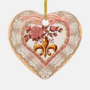 ornamento Fleur De Lis Lacy Heart