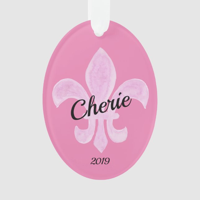 Ornamento Fleur de Lis - Pink Personalizado (Frente)