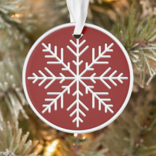 Ornamento Floco de neve branco-vermelho escandinavo
