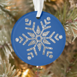 Ornamento Floco de neve de diamante de prata elegante em azu