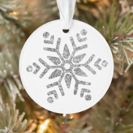 Ornamento Floco de neve de diamante prateado elegante em bra