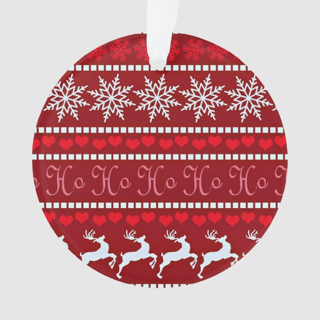 Ornamento Floco de neve festivo e Design de Reindeer (Frente)