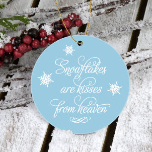 Ornamento Flocos de Neve Azuis Elegantes São Beijos Lembranç
