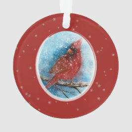 Ornamento Flocos de neve cardinais de Natal em Vermelho ou A