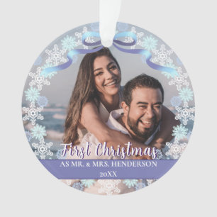 Ornamento Flocos de neve de Natal casados pela primeira vez