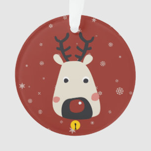 Ornamento Flocos de neve de rena de nariz vermelho de Natal 
