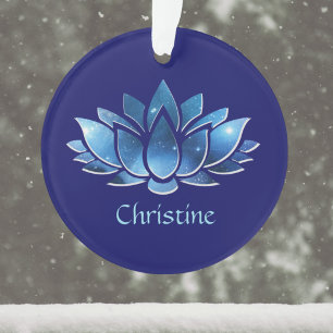 Ornamento Flor Cosmic Blue Galaxy Lotus com Nome