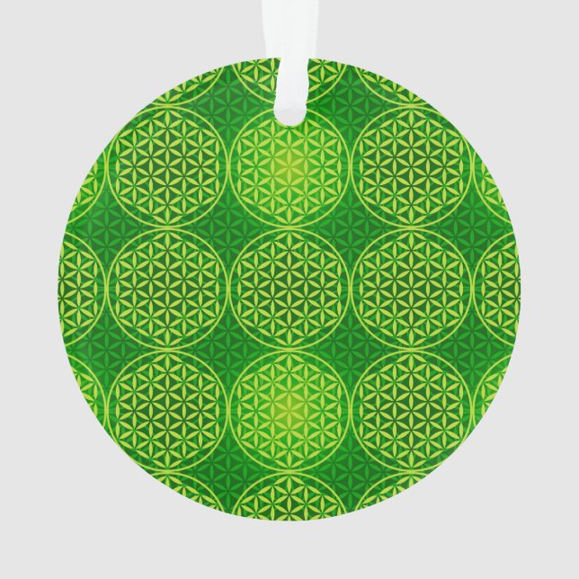 Ornamento Flor da vida - padrão do selo - verde (Verso)