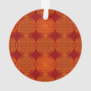 Ornamento Flor da vida - padrão do selo - vermelho laranja