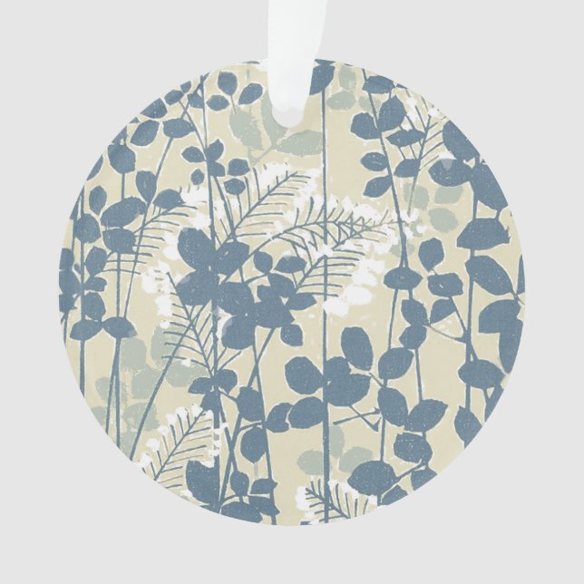 Ornamento Flor de Folha Azul Asiático (Frente)