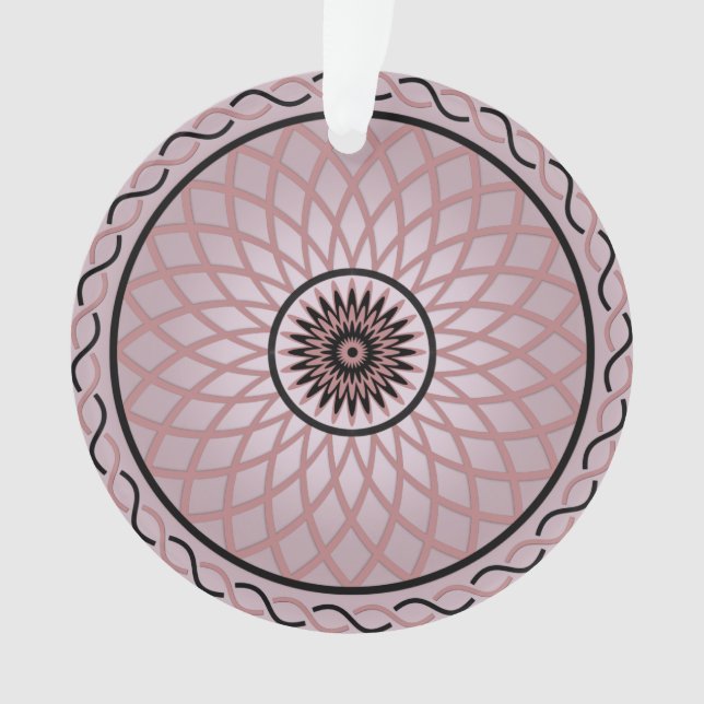 Ornamento Flor Geométrica Rosa Roxo (Frente)