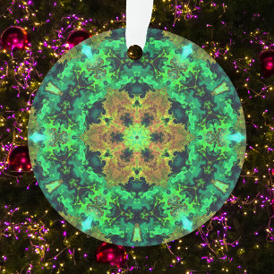 Ornamento Flor Hipopótamo Psicodélico Laranja e Verde