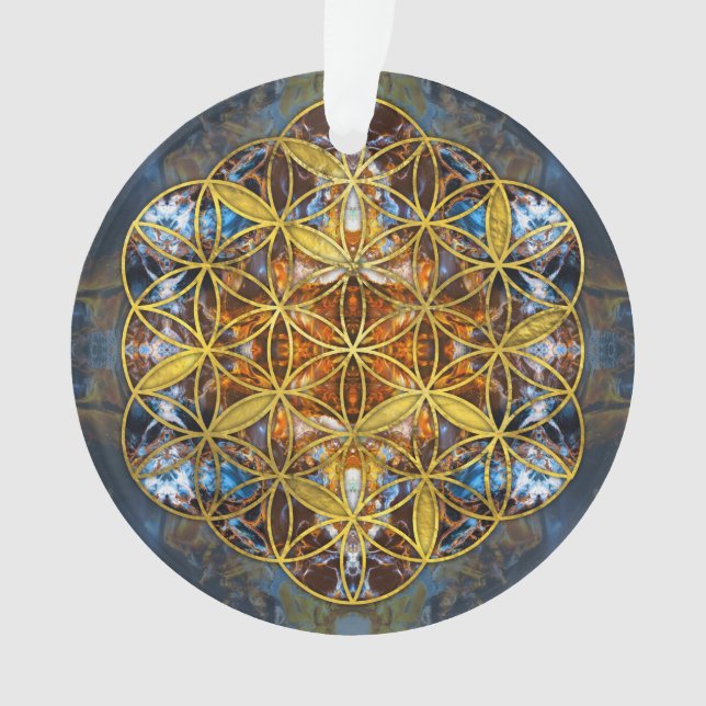 Ornamento Flor sagrado da geometria de pedra preciosa (Frente)