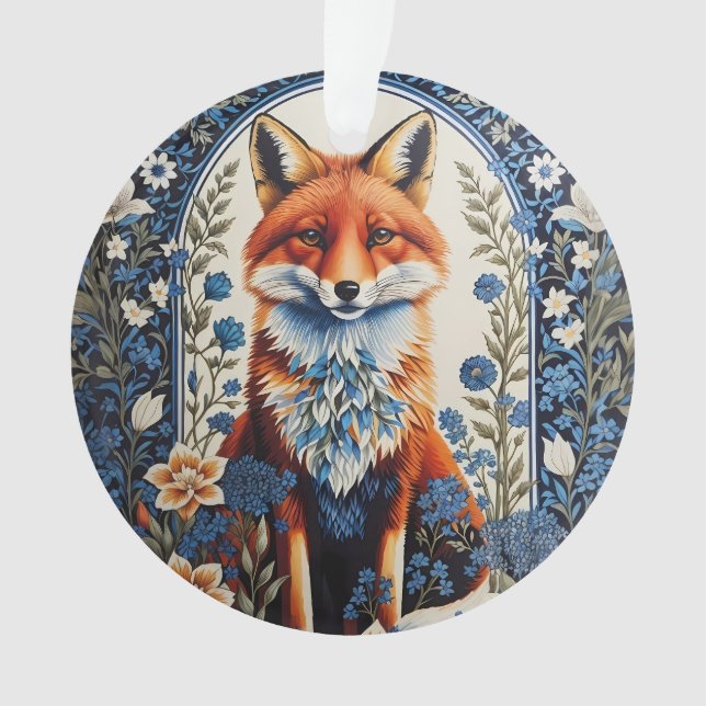 Ornamento Floral Azul Elegante William Morris Inspirou Rapos (Frente)