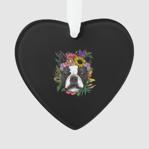 Ornamento Floral Boston Terrier Dog Nature Primavera