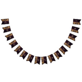 Ornamento Floral Dourado com Bandeira de Lanternas