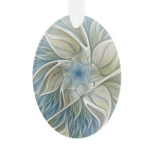 Floral Dream Pattern Abstrato Blue Khaki Fractal