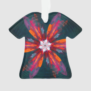 Ornamento Floral Flores de Mandala Laranja Vermelho Abstrato