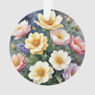 Ornamento Flores Coloridas Pintura Elegante De Aquarela