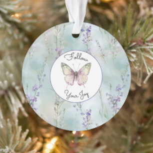 Ornamento Flores de Lavanda Românticas e Bonitas Natal