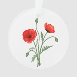 Ornamento Flores de Papoula Vermelhas
