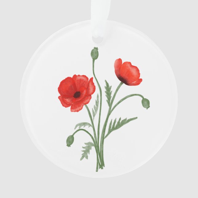 Ornamento Flores de Papoula Vermelhas (Frente)