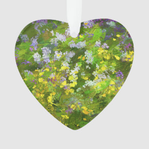 Ornamento Flores Selvagens Impasto - Arte Flor Original