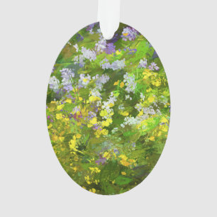 Ornamento Flores Selvagens Impasto - Arte Flor Original