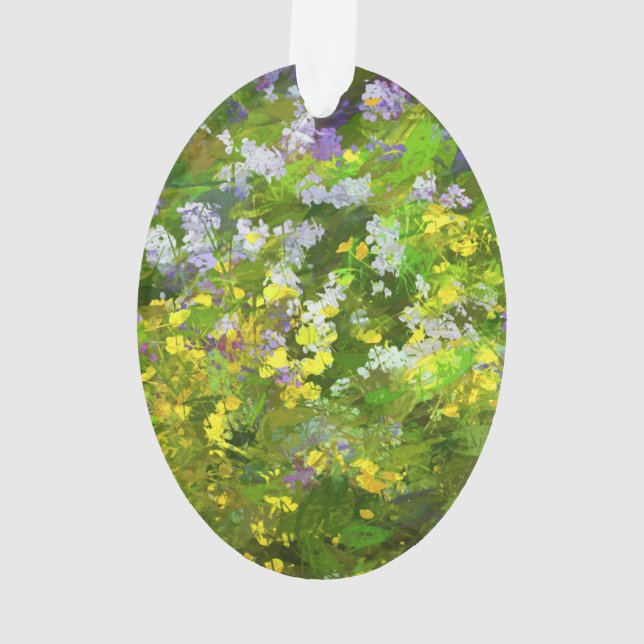 Ornamento Flores Selvagens Impasto - Arte Flor Original (Verso)