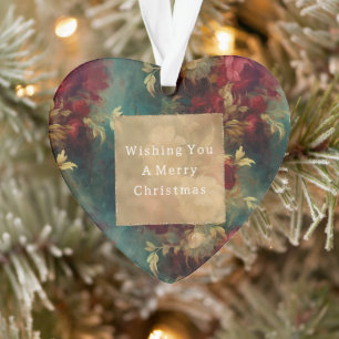 Ornamento Flores Verdes Brancas Vermelhas