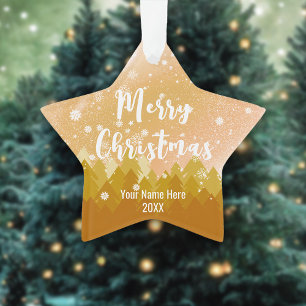 Ornamento Floresta de Neve Pacífica de Natal Dourada