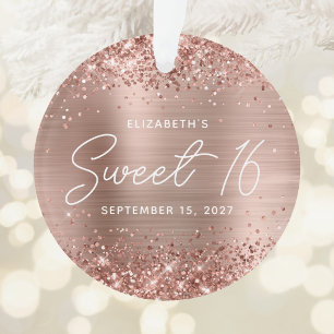 Ornamento Fofa Rosa Dourado Glam Moderno Sweet 16 Foto