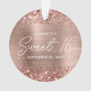 Ornamento Fofa Rosa Dourado Glam Moderno Sweet 16 Foto