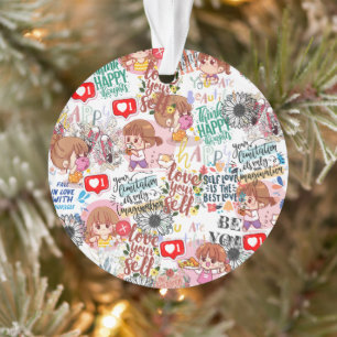 Ornamento Fofo Motivacional – Citação Positiva Kawaii 