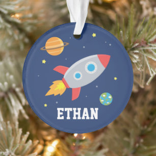Ornamento Foguete Espacial Decolando, Personalizado para Cri