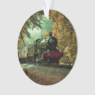 Ornamento Folhas de queda da locomotiva do comboio