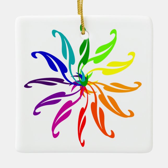 Ornamento - Folhas de Roda Colorido (Frente)