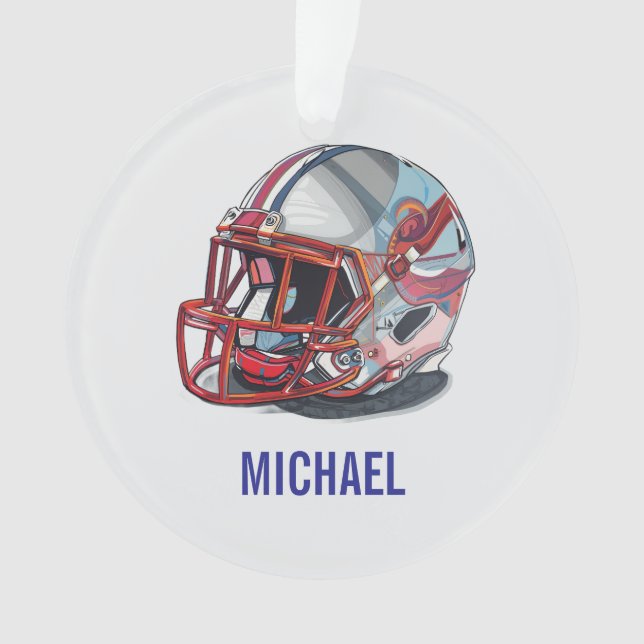 Ornamento Football Helmet Pop Art Motivational Name (Frente)