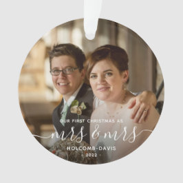 Ornamento Foto: 1rua de Natal, Sra. e Sra. LGBTQ White Scrip