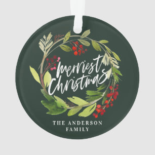 Ornamento Foto botânica moderna, vermelha e verde, festiva