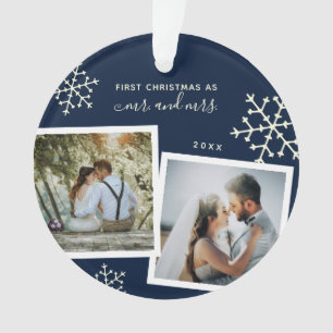 Ornamento Foto Colagem Primeiro Natal Sr. Monogrammed