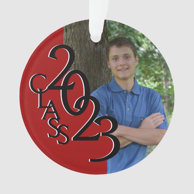 Ornamento Foto da Classe Vermelha do Formando 2023 (Frente)