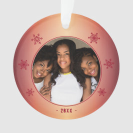 Ornamento Foto da família de flocos de neve vermelhos modern