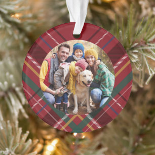 Ornamento Foto da família de quadros de xadrez de Natal ver