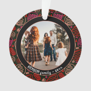 Ornamento Foto da família natalícia do Red One Line art