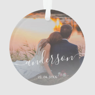 Ornamento Foto da família personalizada mínima elegante