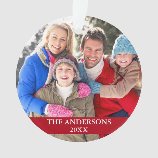 Ornamento Foto da família vermelha (Frente)