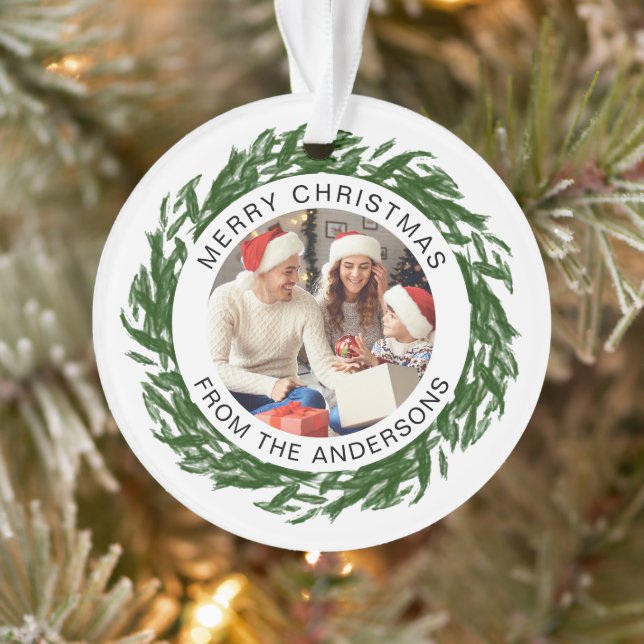 Ornamento Foto da família Wreath de Natal simples moderna (Árvore)
