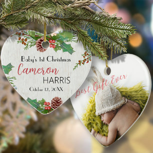 Ornamento Foto de 1rua de Natal da Rustic Baby